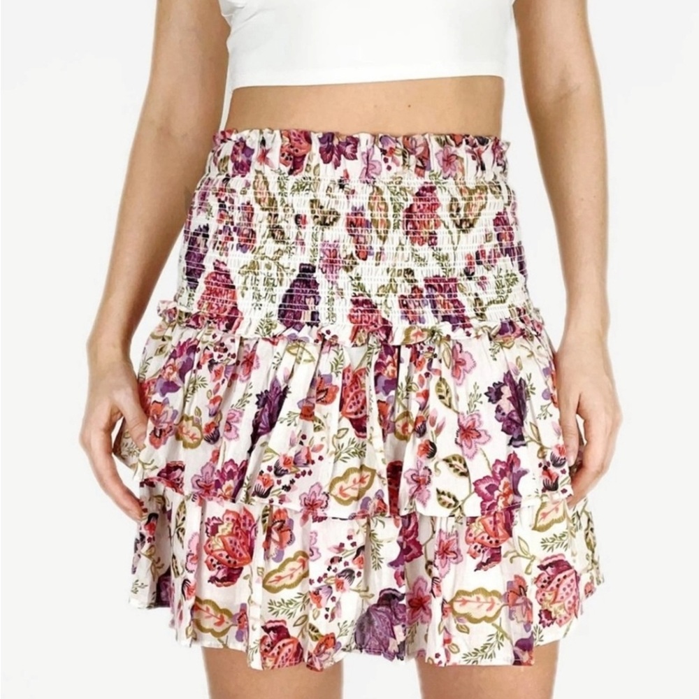 House of Harlow Floral Ruffled Pink Mini Skirt Size XS